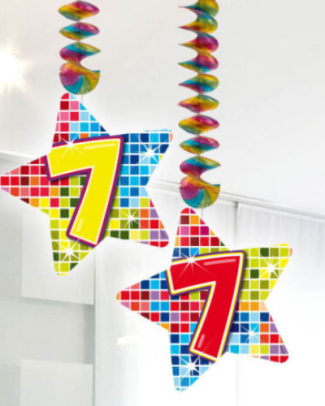 Spiraalversiering Birthday Blocks 7 jaar - 2 stuks