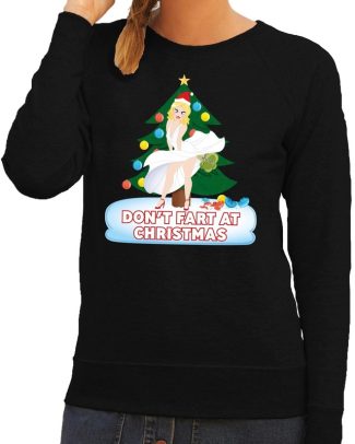 Foute kersttrui zwart Dont Fart at Christmas voor dames