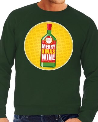 Foute kersttrui Merry Christmas wine groen heren
