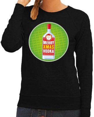 Foute kersttrui Merry Christmas vodka zwart dames