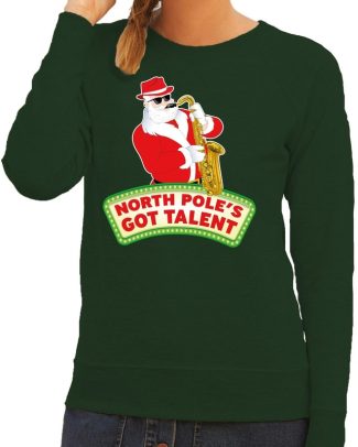 Foute kersttrui groen North Poles Got Talent voor dames