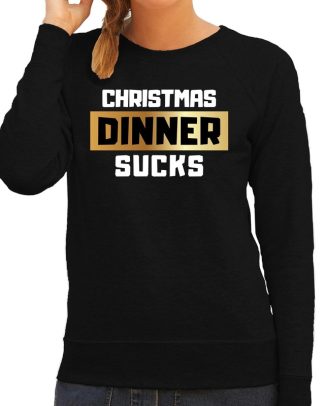 Foute Kersttrui Christmas dinner sucks zwart voor dames