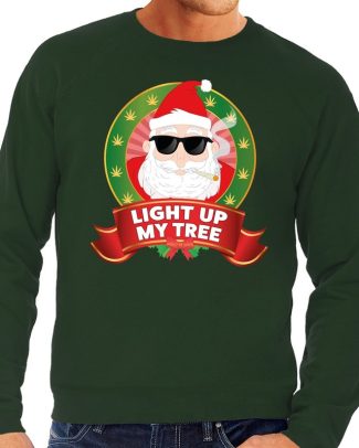 Foute kersttrui groen Light Up My Tree voor heren