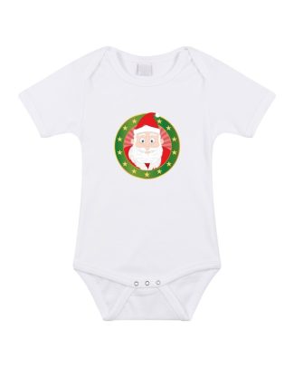 Kerst rompertje met Kerstman print wit baby