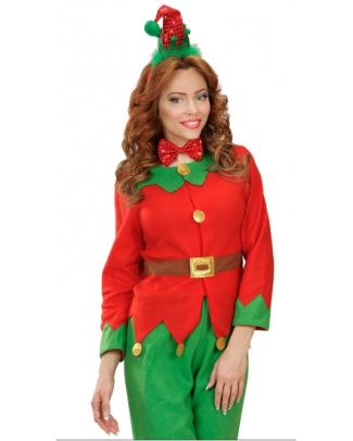 Kerst diadeem mini elfen mutsje met strik