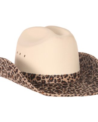 Cowboy/western verkleed hoed - beige -luipaard look - voor volwassenen