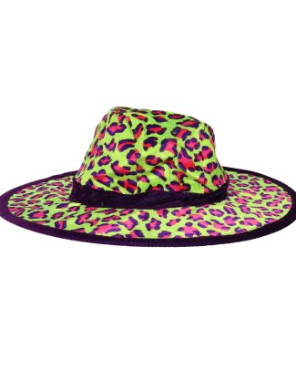 Carnaval verkleed hoed pooier/pimp - panterprint - neon - volwassenen