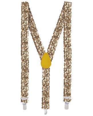 Carnaval verkleed bretels - glitters goud - volwassenen/heren/dames