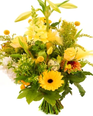 Pasen plukboeket geel wit