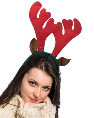 Rendier diadeem - rood - met oren - kerst verkleed accessoires - haarband