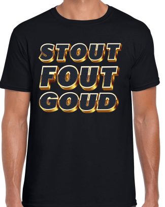 Verkleed T-shirt heren - STOUT - zwart - themafeest fout/goud/stout