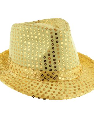 Carnaval verkleed hoedje - Trilby - goud - glitter pailletten - heren/dames - Carnaval