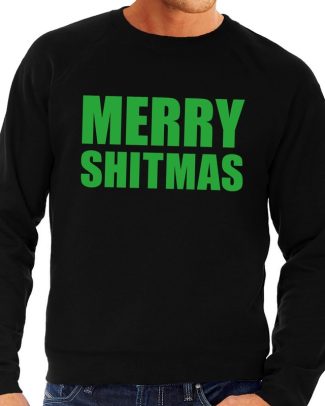 Foute kersttrui Merry Shitmas zwart voor heren