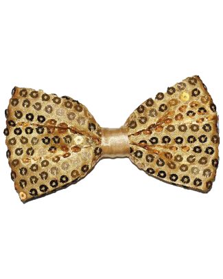 Carnaval verkleed vlinderstrikje met glitter pailletten - goud - polyester - heren/dames
