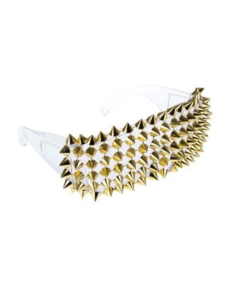 Carnaval/verkleed party bril met studs - goud/wit - volwassenen - foute party