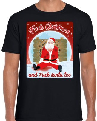 Fout kerst t-shirt fuck christmas zwart voor heren