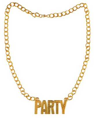 Carnaval/verkleed ketting "Party" - goud - accessoire?- kunststof - pooier/gangster/rapper