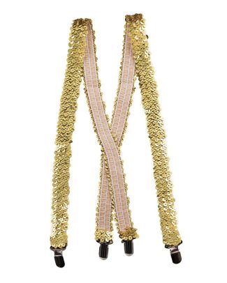 Carnaval verkleed bretels - pailletten goud - volwassenen/heren/dames - foute party?- accessoires
