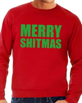 Foute kersttrui Merry Shitmas rood voor heren