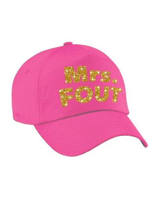 Mrs. FOUT pet /cap roze met goud bedrukking dames