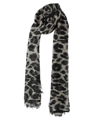 Verkleed Sjaal Leopard - grijs - 200 x 100 cm - luipaardprint/panterprint - foute panter party
