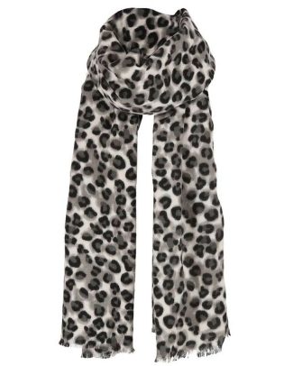 Verkleed Sjaal Leopard - grijs - 200 x 60 cm - luipaardprint/panterprint - foute panter party