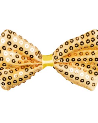 Verkleed vlinderstrik pailletten - goud - 11 cm - volwassenen - Gala vlinderdas