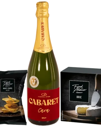 Kerstpakket Cava cabaret - brie - chips