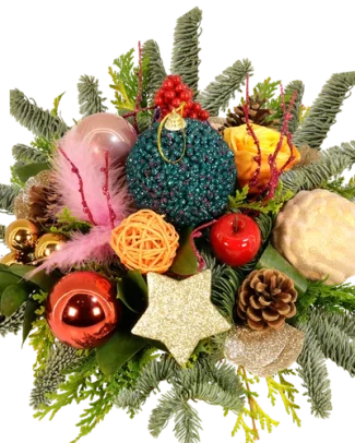 Feestelijk rond kerststuk bont met goud