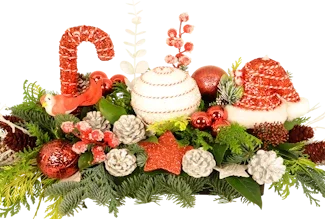 Kerststuk Candy cane langwerpig 55cm lang