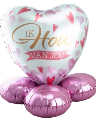 Ik hou van jou roze ballon cadeau