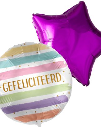 Ballon duo gefeliciteerd pastel