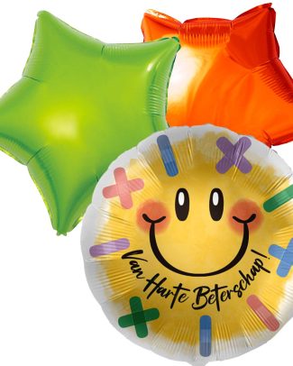 Ballon toefje beterschap smiley met pleisters