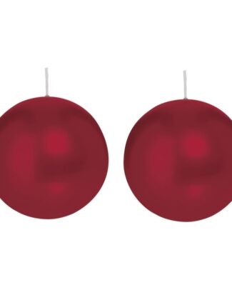 Trend Candles Bolkaars glad - 2x - bordeaux rood - 8 cm - 25 branduren - ronde kaarsen