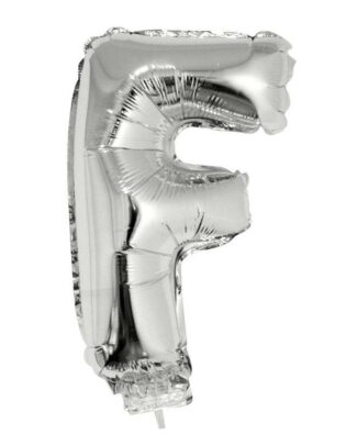 Folieballon letter F - 41 cm - zilver - feestdecoratie - versiering