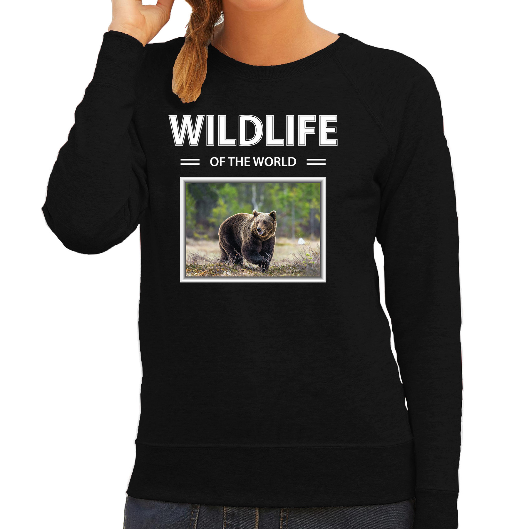 Beer foto sweater zwart voor dames - wildlife of the world cadeau trui Beren liefhebber S - 1 Beer foto sweater zwart voor dames - wildlife of the world cadeau trui Beren liefhebber S -