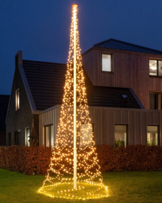 Vlaggenmast kerstboom met ster - verlichting - 1240 leds - flash - D200 x H600 cm - klassiek