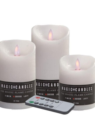 Kaarsen set 3 witte LED stompkaarsen met afstandsbediening