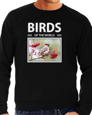 Pestvogel foto sweater zwart voor heren - birds of the world cadeau trui Pestvogels liefhebber M -