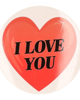 Cadeausticker - 1x - rond - I Love You hart - 9 cm - transparant - sticker