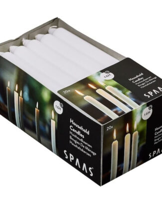 Huishoudkaarsen - 20x - wit - 18 cm - 6 branduren - lange kaarsen - tafelkaarsen