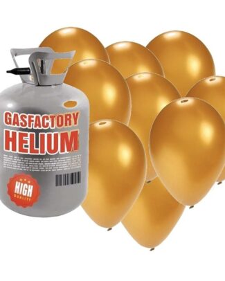 Helium tank met 30 gouden ballonnen