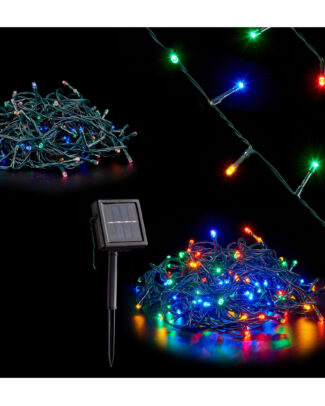 Kerstverlichting/feestverlichting - solar - 150 gekleurde LED lampjes - 900 cm