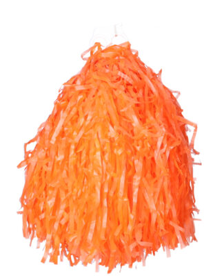 Cheerball/pompom oranje - 1x - met ringgreep - 33 cm - Cheerleader verkleed accessoires