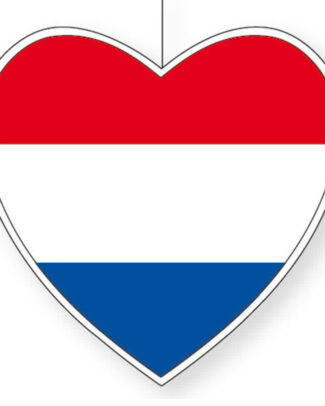 Hangdecoratie hartje van landen vlag Nederland - H28 cm - EK/WK - versiering - papier