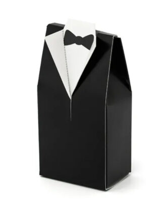 Cadeaudoosjes Bruidegom - Bruiloft bedankje - 10x stuks - zwart/wit - 7 x 9 cm