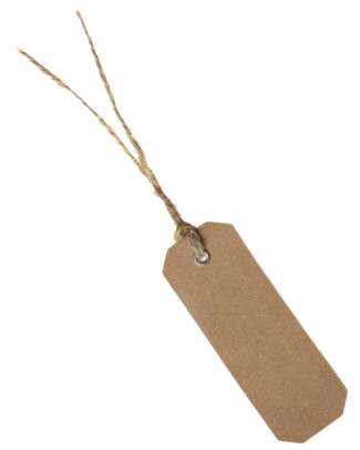 Cadeaulabels kraft met touw - set 12x stuks - bruin/naturel - 3 x 8 cm - naam tags