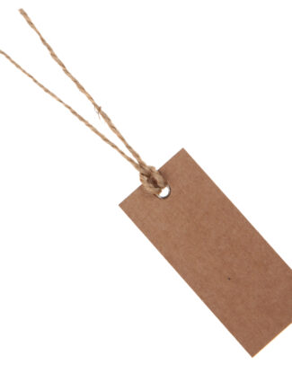 Santex Cadeaulabels met lintje - set 12x stuks - bruin/naturel - 3 x 7 cm - naam tags