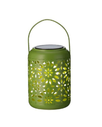 Solar lantaarn - groen - ijzer - 17 cm - tuinverlichting - met printje