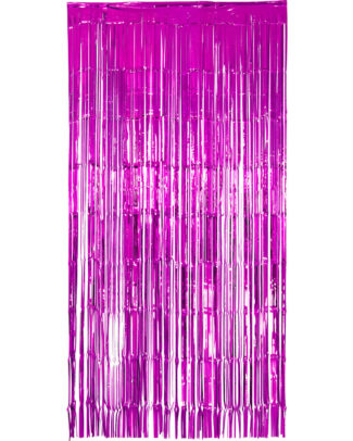 Folie deurgordijn versiering - fuchsia roze - 200 x 100 cm - Feestartikelen - Brandvertragend